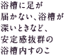 浴槽に足が届かない、浴槽が深いときなど、安定感抜群の浴槽内すのこ